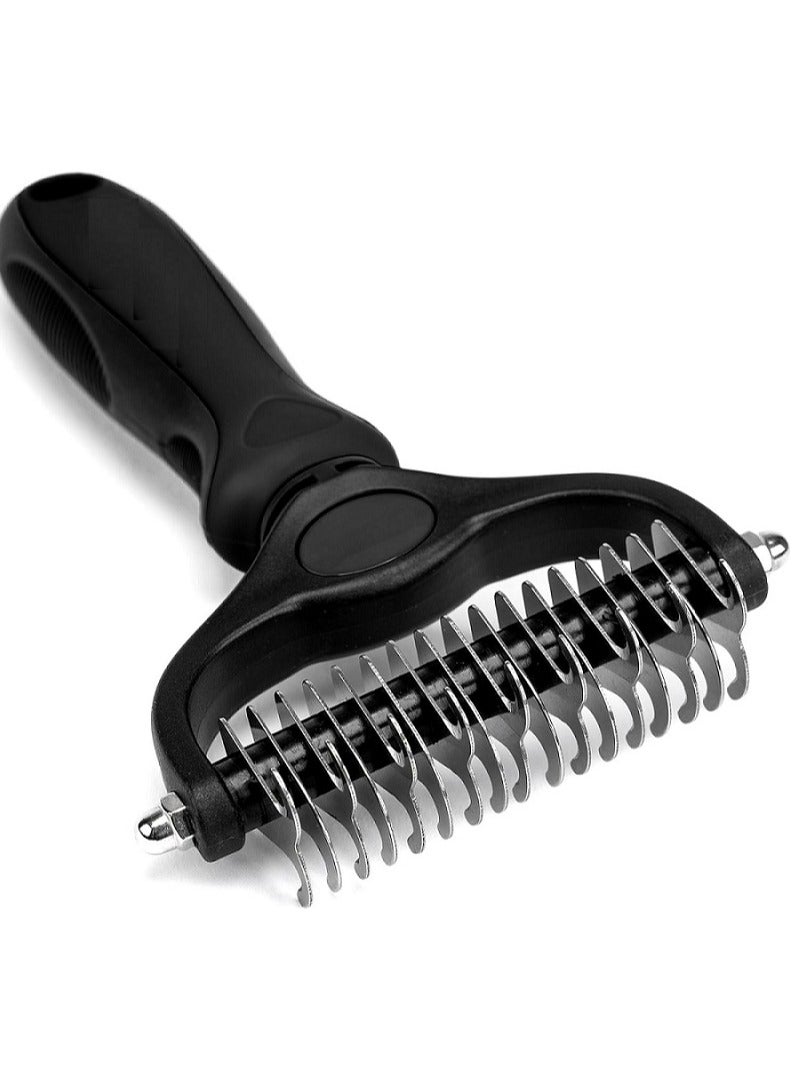 ماهمير فرشاة العناية - مشط ذو وجهين لتساقط وإزالة الوبر من الطبقة السفلية، فرشاة للعناية بالكلاب، فرشاة لتساقط الكلاب، فرشاة للعناية بالقطط، مشط للكلاب، فرشاة للقطط ذات الشعر الطويل - Image 1