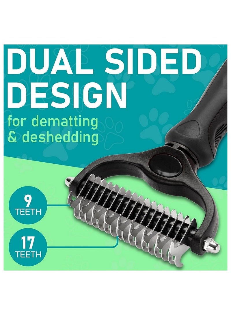 ماهمير فرشاة العناية - مشط ذو وجهين لتساقط وإزالة الوبر من الطبقة السفلية، فرشاة للعناية بالكلاب، فرشاة لتساقط الكلاب، فرشاة للعناية بالقطط، مشط للكلاب، فرشاة للقطط ذات الشعر الطويل - Image 2