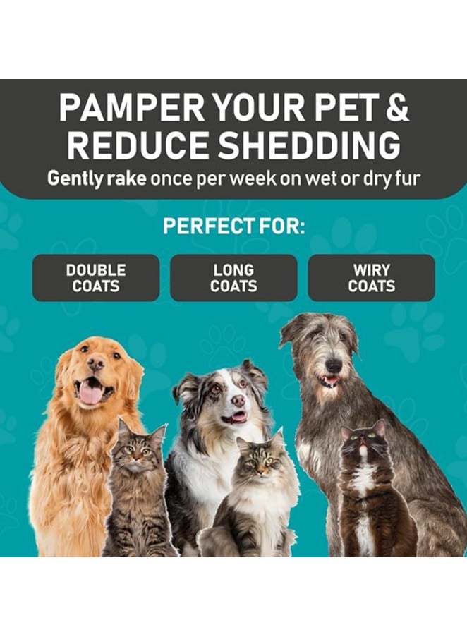 ماهمير فرشاة العناية - مشط ذو وجهين لتساقط وإزالة الوبر من الطبقة السفلية، فرشاة للعناية بالكلاب، فرشاة لتساقط الكلاب، فرشاة للعناية بالقطط، مشط للكلاب، فرشاة للقطط ذات الشعر الطويل - Image 5