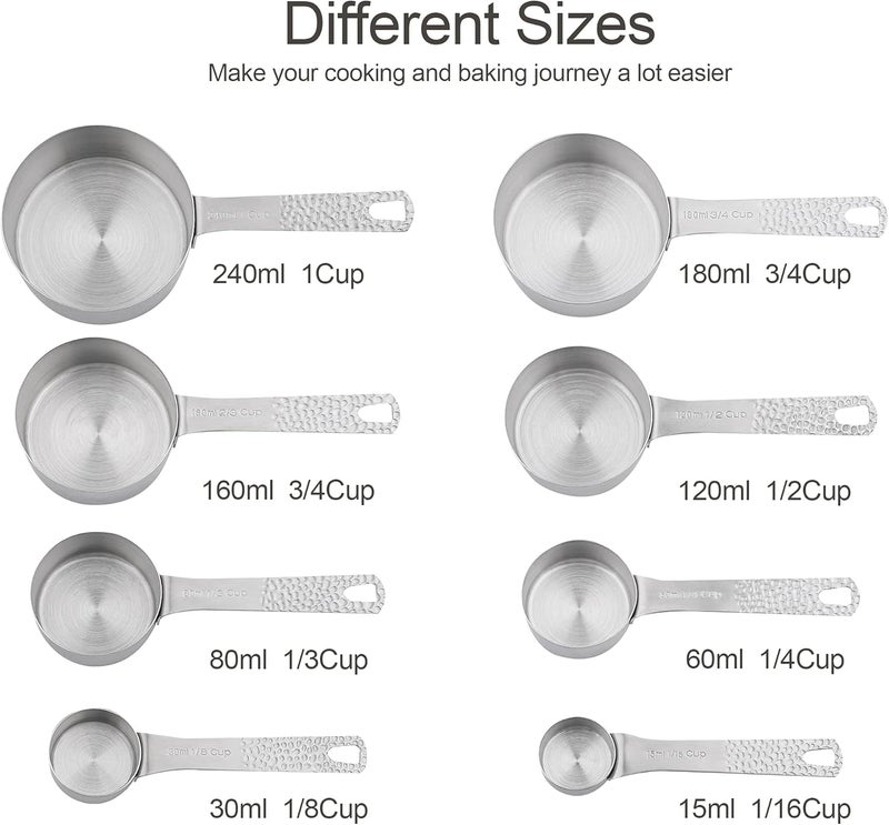 Smithcraft Measuring Cups, 18/8 Stainless Steel Measuring Cups Set of 8 for Baking or Kitchen Measure Tools - Image 2