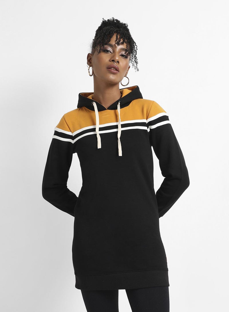 Campus Sutra Striped Hoodie Dress - Image 2