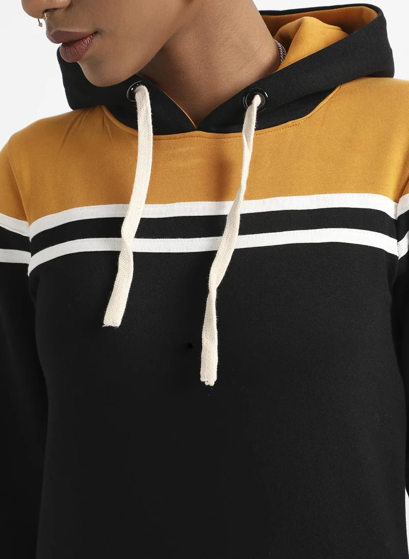Campus Sutra Striped Hoodie Dress