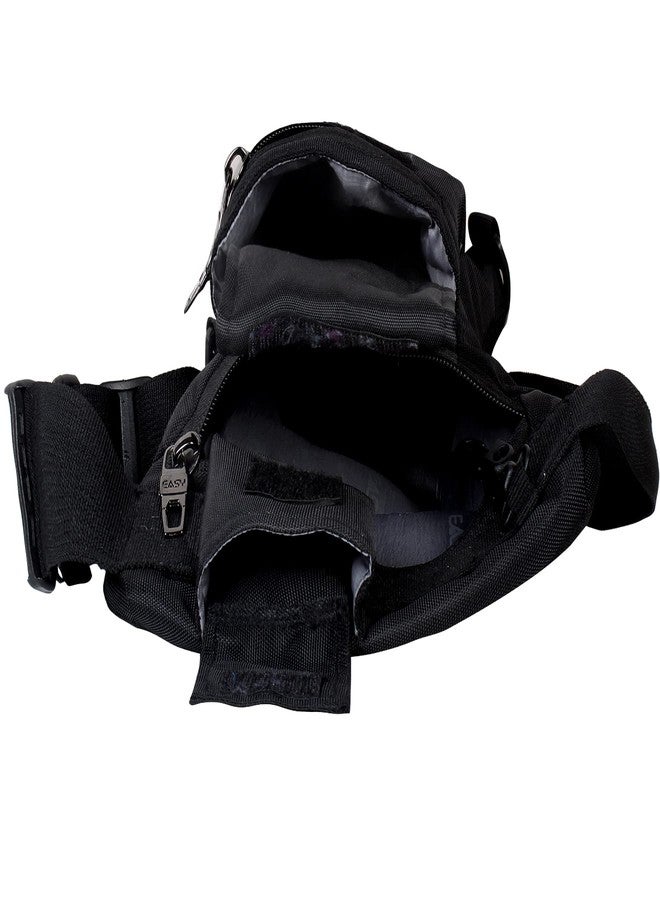EASY Multi Utility Sling Bag, 4 Ltr Baggage With 4 Compartments Adjustable Waist Belt Buckle Strap, 2 Lockable Metal Zipper 2 Flap Pocket Waist Pouch, Daily Use And Traveling Accessories (Black) - Image 5