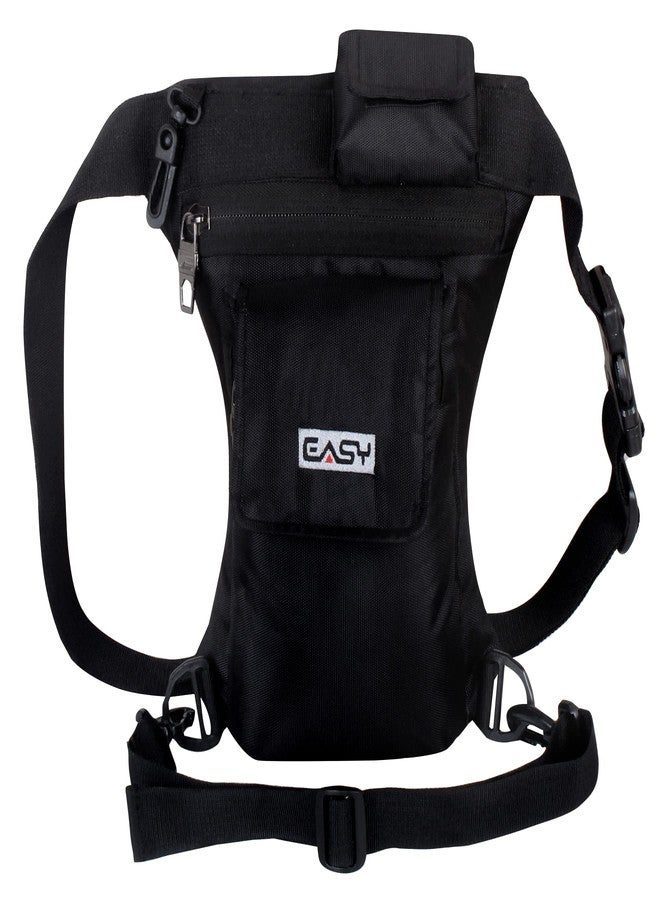 EASY Multi Utility Sling Bag, 4 Ltr Baggage With 4 Compartments Adjustable Waist Belt Buckle Strap, 2 Lockable Metal Zipper 2 Flap Pocket Waist Pouch, Daily Use And Traveling Accessories (Black) - Image 1