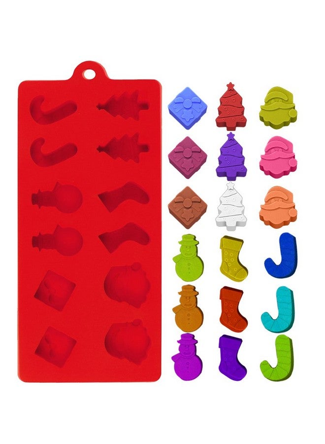 دانزي إكس قوالب شوكولاتة عيد الميلاد، قوالب حلوى جيلاتينية لعيد الميلاد، قوالب حلوى سيليكون من دانزيكس، عبوة من 3 قوالب حلوى لتزيين الكيك في حفلات الأعياد - أحمر وأخضر - Image 3