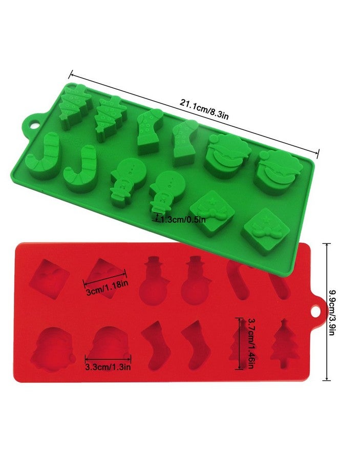 دانزي إكس قوالب شوكولاتة عيد الميلاد، قوالب حلوى جيلاتينية لعيد الميلاد، قوالب حلوى سيليكون من دانزيكس، عبوة من 3 قوالب حلوى لتزيين الكيك في حفلات الأعياد - أحمر وأخضر - Image 2