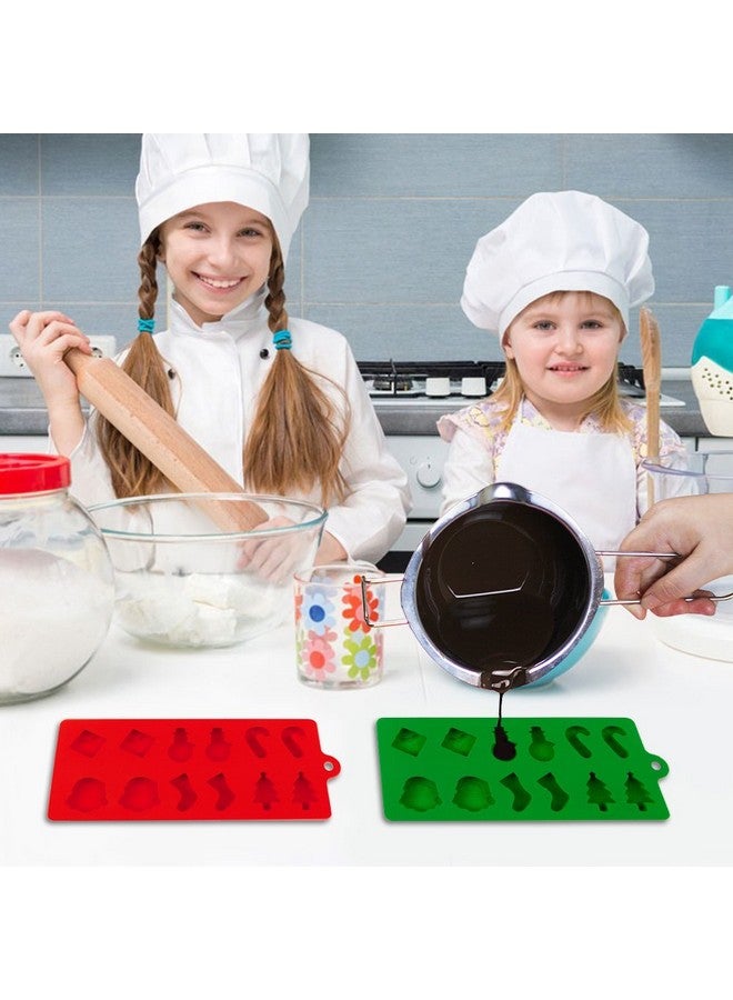 دانزي إكس قوالب شوكولاتة عيد الميلاد، قوالب حلوى جيلاتينية لعيد الميلاد، قوالب حلوى سيليكون من دانزيكس، عبوة من 3 قوالب حلوى لتزيين الكيك في حفلات الأعياد - أحمر وأخضر - Image 5