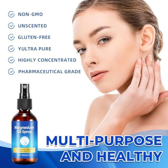 Qiaolimt Magnesium Spray, Pure Magnesium Oil Spray for Feet, Leak-Proof Portable Package, Magnesium Oil Body Care Natural Formula, Easy to Absorb and Soothe, 2 fl oz(2 Pack) - Image 5