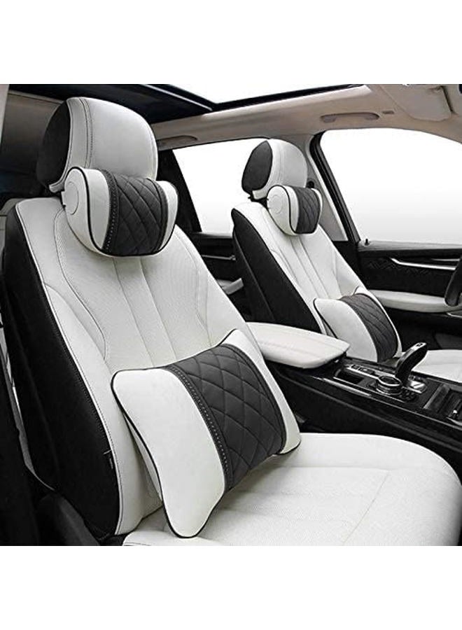 LUNDA Luxury Car Neck Pillow Car Travel Neck Rest Pillows Seat Cushion Support Napa Leather for Mercedes Benz S-Class headrest (Black) - Image 4