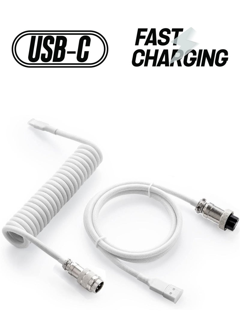 Custom Coiled USB C Cable for Gaming Keyboard Double-Sleeved Mechanical Keyboard Cable with Detachable Metal Aviator 1.5M USB-C to USB-A - Image 1