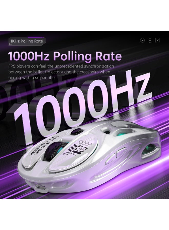 إتش إكس إس جيه ماوس ألعاب لاسلكي HXSJ M235 Pro ثلاثي الوضع (2.4 جيجا/BT/سلكي)، تصميم مجوف خفيف الوزن 1000 هرتز، ماوس ألعاب RGB قابل لإعادة الشحن للكمبيوتر/Mac، للجنسين - Image 2