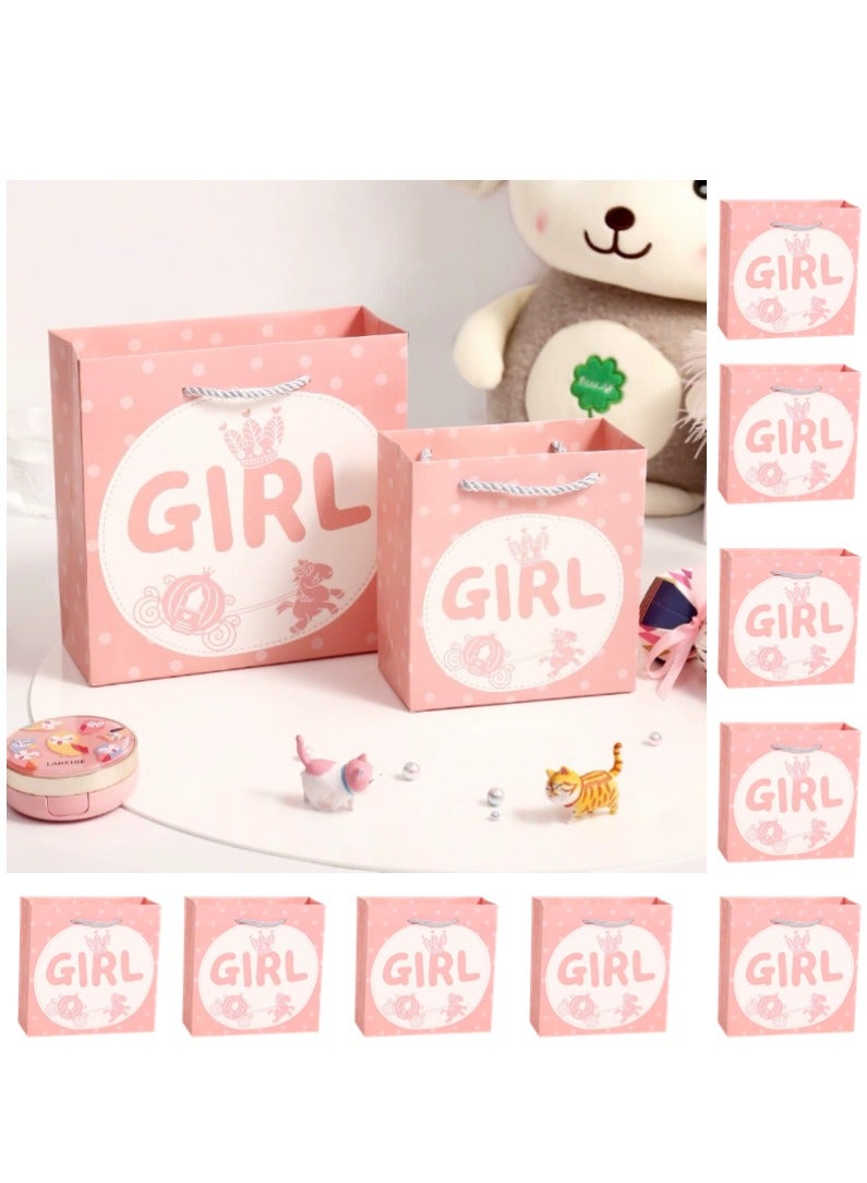 10 Pieces Luxury Girl Gift Paper Bags Kids Personalized Fold Boutique Birthday Party Shopping Bags Rope Handle - Image 1