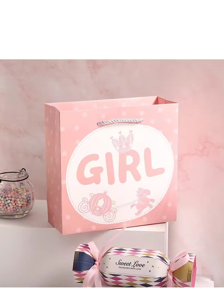 10 Pieces Luxury Girl Gift Paper Bags Kids Personalized Fold Boutique Birthday Party Shopping Bags Rope Handle - Image 2