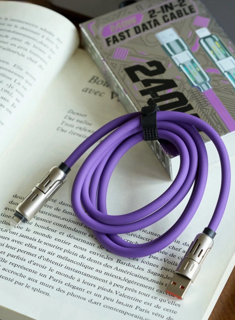 أضف هذا كابل شحن سريع للغاية للهواتف المحمولة 4 في 1 بقوة 240 واط بطول 1.5 إلى 2 متر - Image 2