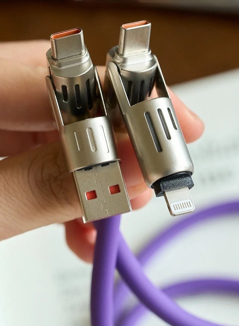 أضف هذا كابل شحن سريع للغاية للهواتف المحمولة 4 في 1 بقوة 240 واط بطول 1.5 إلى 2 متر - Image 3