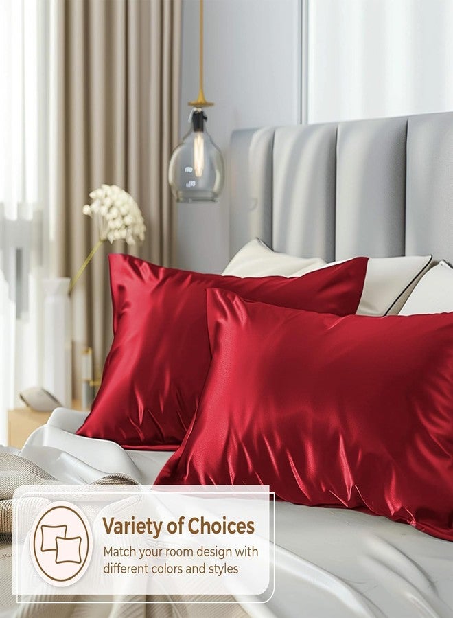 Craftelio Satin Pillow Covers Set of Two with Matching Hair Bonnet & 3 Complimentary Scrunchies – Luxury Beauty Sleep Essentials (Burgundy) - Image 5