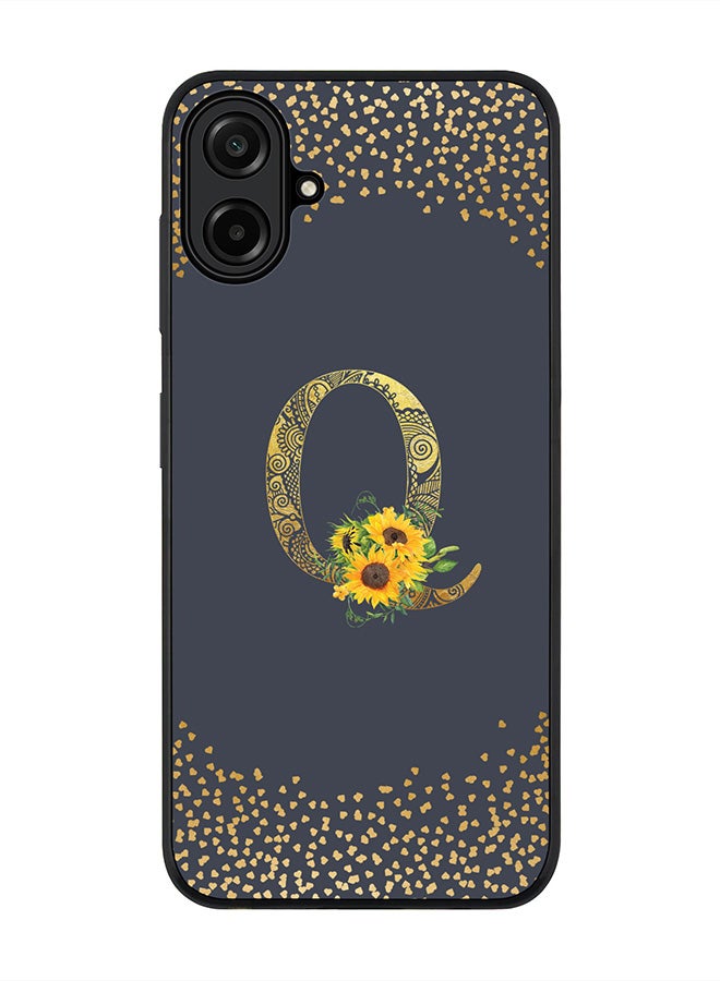 Stylizedd For Samsung Galaxy A07 4G Case,Slim fit Camera Protection, Shockproof Thin Phone cover  - Custom Floral Monogram - Q  (Grey )