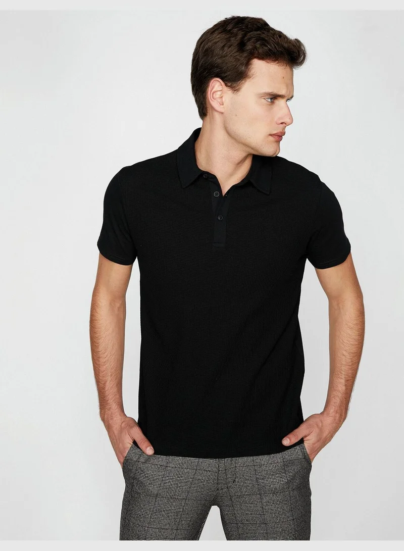 KOTON Short Sleeve Polo Neck Slim Fit T-Shirt
