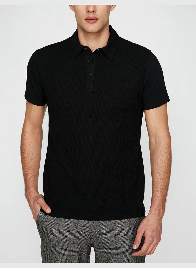 KOTON Short Sleeve Polo Neck Slim Fit T-Shirt