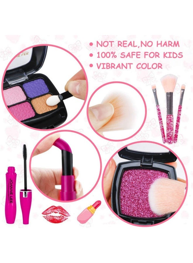 مجموعة مكياج مزيفة من 13 قطعة للتعلم الأساسي لجمال الفتيات، مجموعة مكياج للأطفال مع حقيبة مكياج، تستخدم لألعاب ارتداء الملابس والتظاهر - Image 2