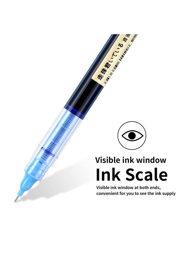 Frienda 12 Pieces Rolling Ball Pens 0.5 Mm Japanese Pens Quick Drying Pens Fine Point Pens Liquid Ink Pen Smooth Writing Pens For Office Student Back To School Supplies(Black And Blue) - Image 4