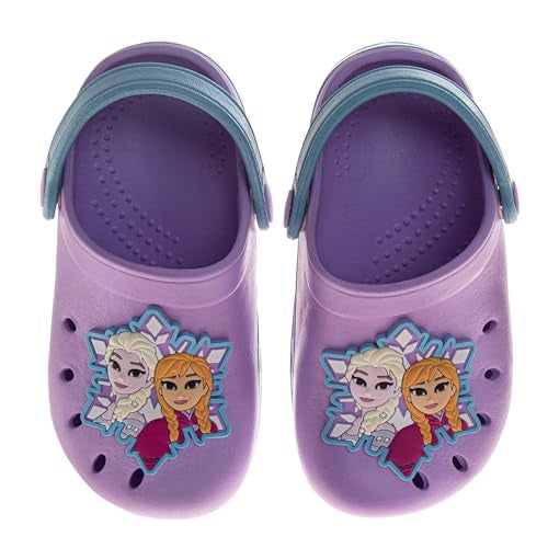 Josmo Frozen Girls Clog Sandals Elsa & Anna Slip-On Slides Closed Toe Clogs with Backstrap Summer Beach Pool Shoes- Lavender Blue Size 11-12 Little Kid - Image 4