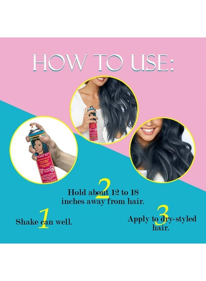 Jerome Russell Temporary Hair Color Spray, Blue Black - Intense Spray-On Temporary Hair Color, Fast-Drying, Non-Sticky, Travel Size Hair Dye for Instant Vivid Hair Color, 2.2 oz - Image 5