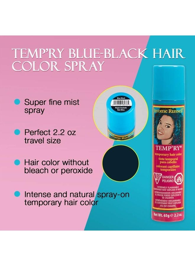 Jerome Russell Temporary Hair Color Spray, Blue Black - Intense Spray-On Temporary Hair Color, Fast-Drying, Non-Sticky, Travel Size Hair Dye for Instant Vivid Hair Color, 2.2 oz - Image 4
