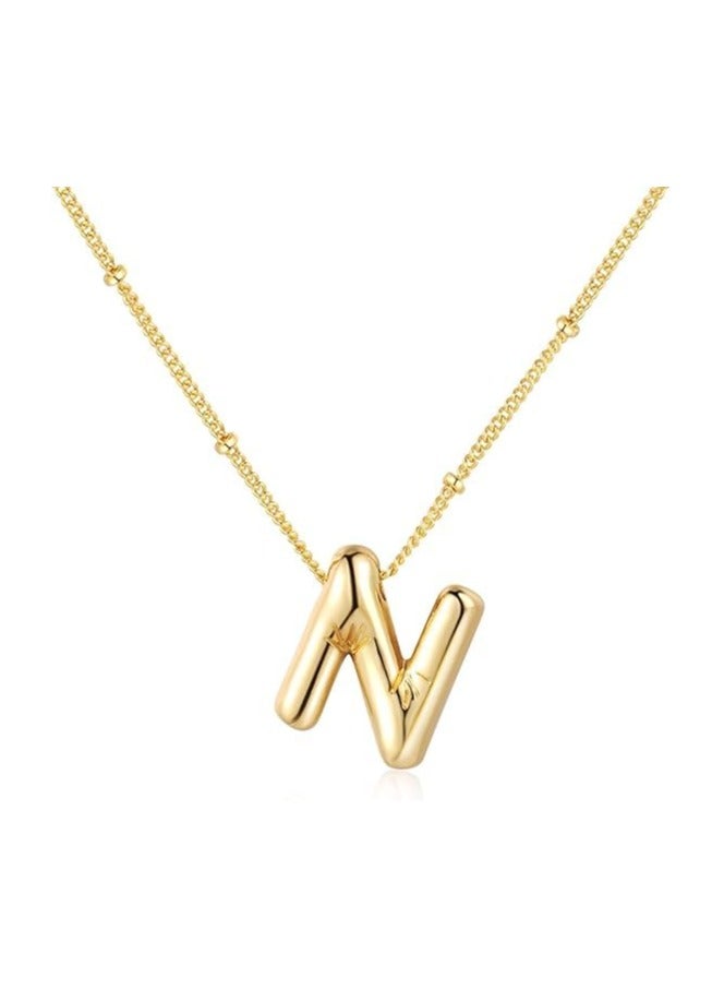 Fayrouz Jewellery 18K Yellow Gold Plated Real Gold Stainless Steel Necklace 26 Letters New Shiny Balloon Big Size A-Z Bubble Initials Wishbone Chain - Image 1