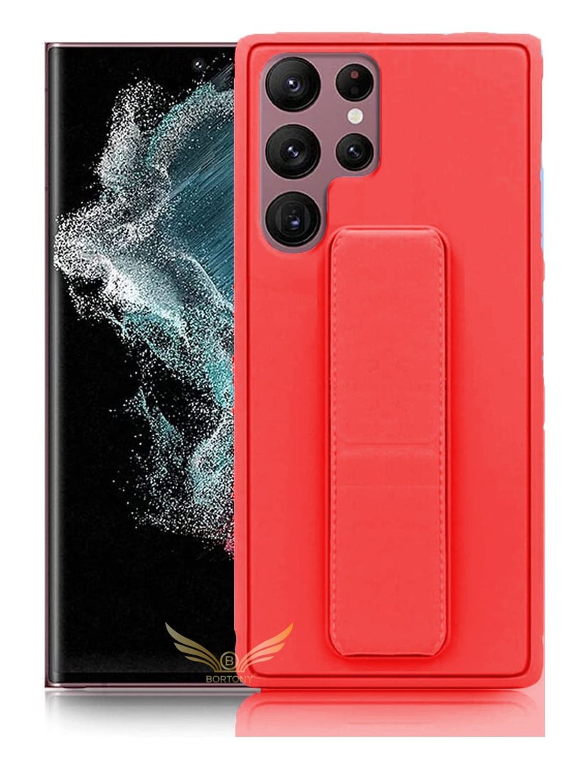 BORTONY - Galaxy S22 Ultra Case with Magnetic Stand Holder Silicone Hand Strap Car Mount Kickstand and Finger Grip Case Cover For Samsung Galaxy S22 Ultra - Image 1