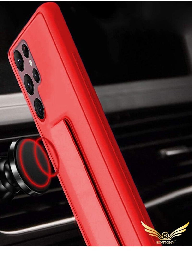 BORTONY - Galaxy S22 Ultra Case with Magnetic Stand Holder Silicone Hand Strap Car Mount Kickstand and Finger Grip Case Cover For Samsung Galaxy S22 Ultra - Image 1
