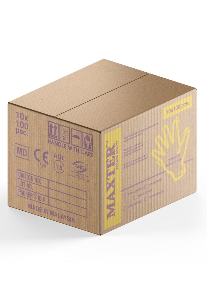 MAXTER Carton 1000 PCS Maxter Latex Powder Free Disposable Gloves Heavy Duty Textured 10x 100 PCS M - Image 3