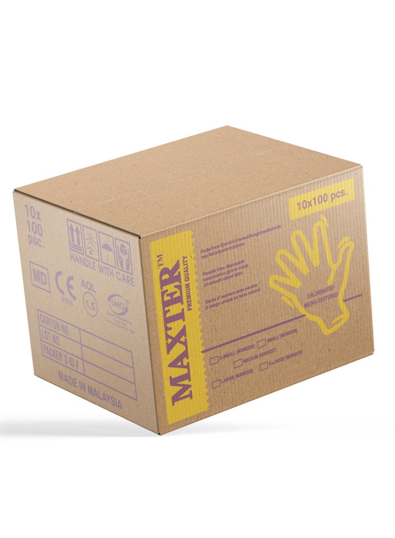 MAXTER Carton 1000 PCS Maxter Latex Powder Free Disposable Gloves Heavy Duty Textured 10x 100 PCS M - Image 5