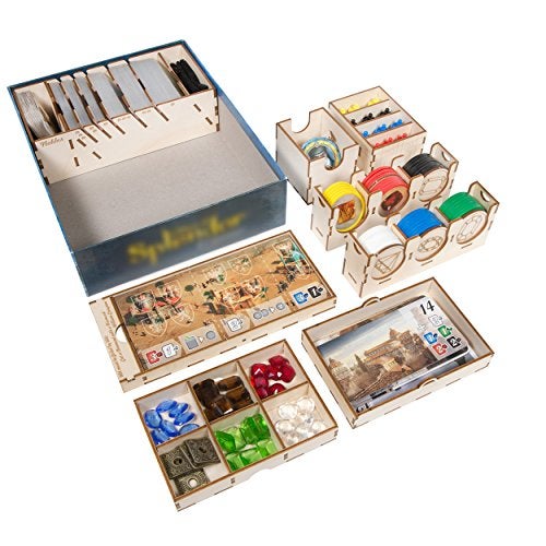The Broken Token Board Game Organizer Splendor and Cities Expansion Compatible Wood Storage Box with Multiple Trays - Image 1