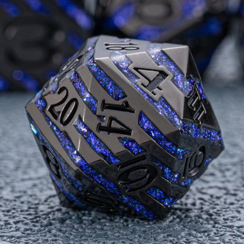 Maywin Luxury Inlay Metal Dice Set Heavy Zinc Alloy Dice with Decorative Inlay for DND RPG Games - Image 3