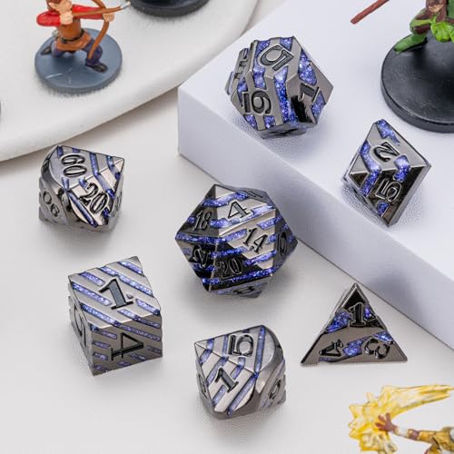 Maywin Luxury Inlay Metal Dice Set Heavy Zinc Alloy Dice with Decorative Inlay for DND RPG Games - Image 5