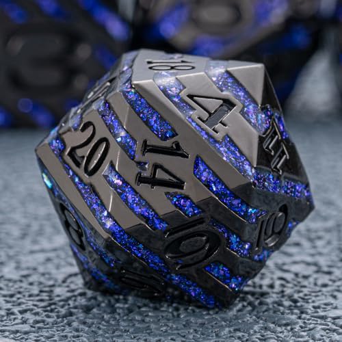 Maywin Luxury Inlay Metal Dice Set Heavy Zinc Alloy Dice with Decorative Inlay for DND RPG Games - Image 1