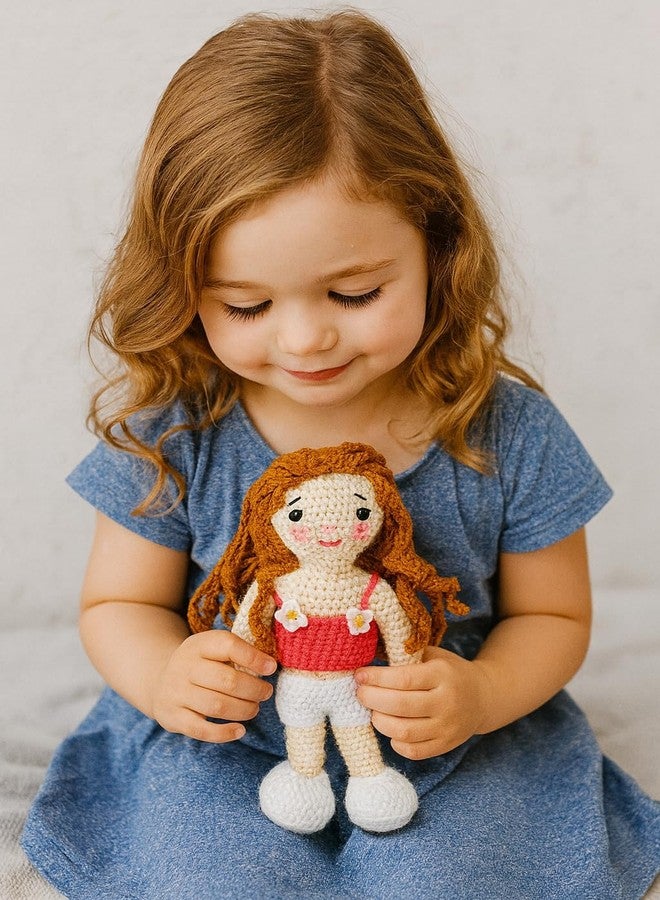 سوترا دمية كروشيه يدوية الصنع من سوترا، ترتدي بلوزة حمراء مزهرة وتنورة بيضاء | دمية أميغورومي صوفية ناعمة | هدية يدوية الصنع للأطفال، وديكور لغرفة الأطفال والمنزل - Image 2