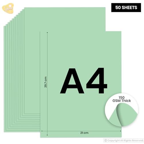 Lakeer A4 Pastel Color Paper- Pastel Green Colour, Pack of 50 Sheets | 150 GSM Thick for Arts and Crafts, Printing, DIY Projects, Etc - Image 3