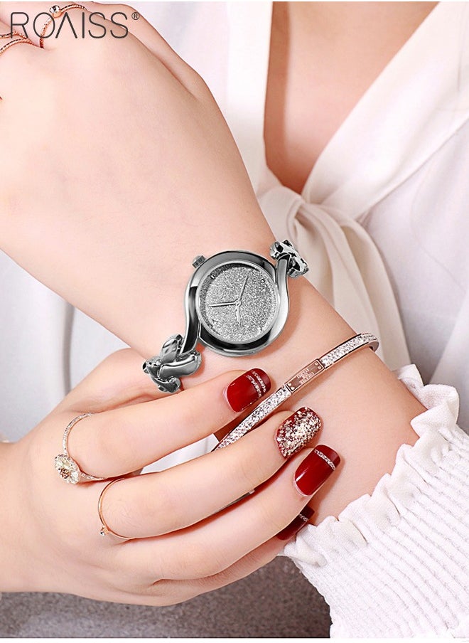 roaiss - Women's Bracelet Quartz Watch, Analog Display Round Silver Dial Watch, Waterproof Elegant Watch as Gift for Women - Image 1
