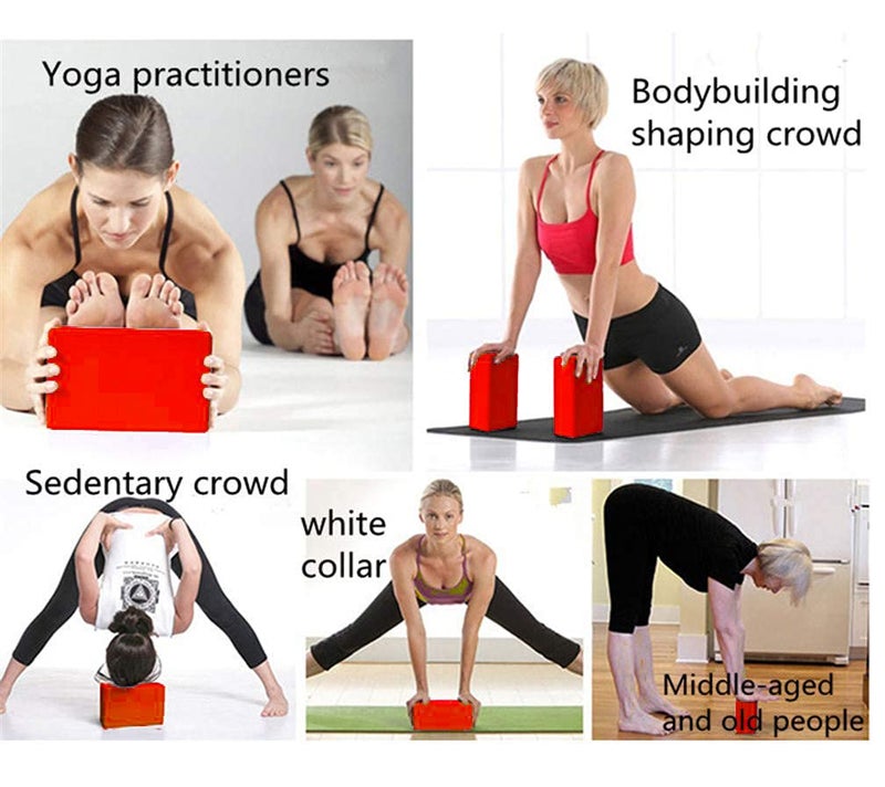 IRIS 2 pcs Yoga Block, EVA Foaming Bricks, High Density Head Block Exercise Fitness Stretching Aid Gym Brick Deepen Poses Improve Strength Flexibility Workout Dance Ballet Starter Kit (Red) - Image 5