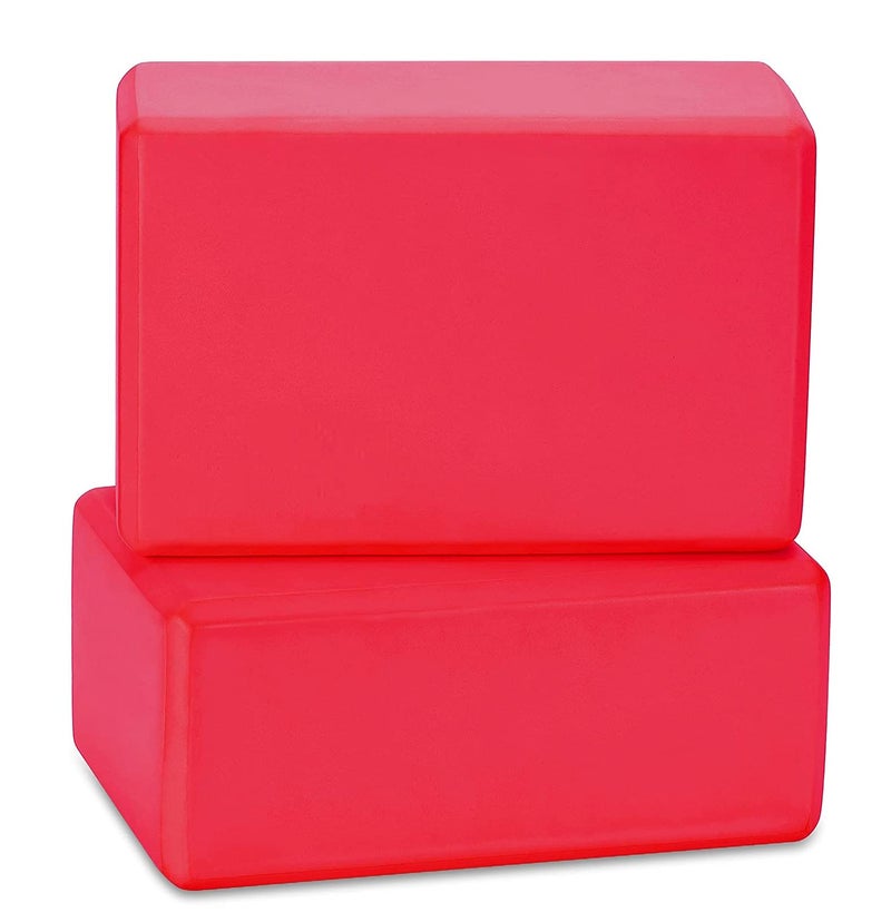 IRIS 2 pcs Yoga Block, EVA Foaming Bricks, High Density Head Block Exercise Fitness Stretching Aid Gym Brick Deepen Poses Improve Strength Flexibility Workout Dance Ballet Starter Kit (Red) - Image 1