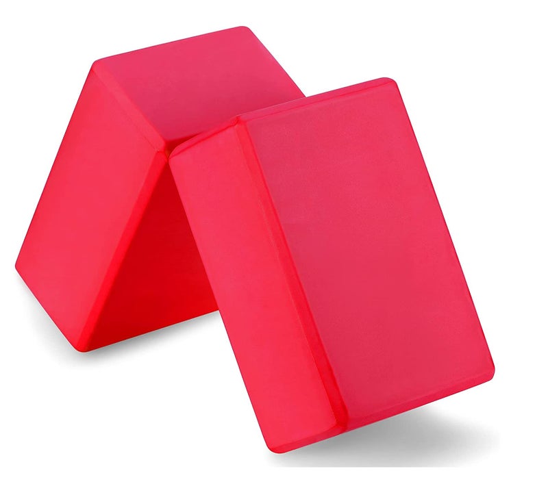 IRIS 2 pcs Yoga Block, EVA Foaming Bricks, High Density Head Block Exercise Fitness Stretching Aid Gym Brick Deepen Poses Improve Strength Flexibility Workout Dance Ballet Starter Kit (Red) - Image 3