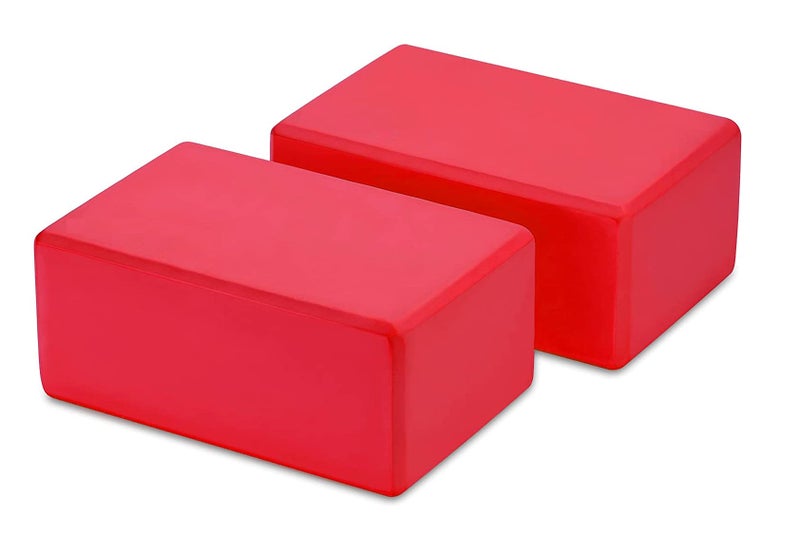 IRIS 2 pcs Yoga Block, EVA Foaming Bricks, High Density Head Block Exercise Fitness Stretching Aid Gym Brick Deepen Poses Improve Strength Flexibility Workout Dance Ballet Starter Kit (Red) - Image 2