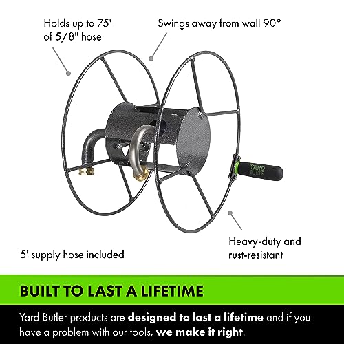 Yard Butler Hose Reel Mounts - Compact and Versatile Garden Hose Holder with Swivel and Mounting Options - Great for Garden Storage, 180 Degree Pivot - Image 4