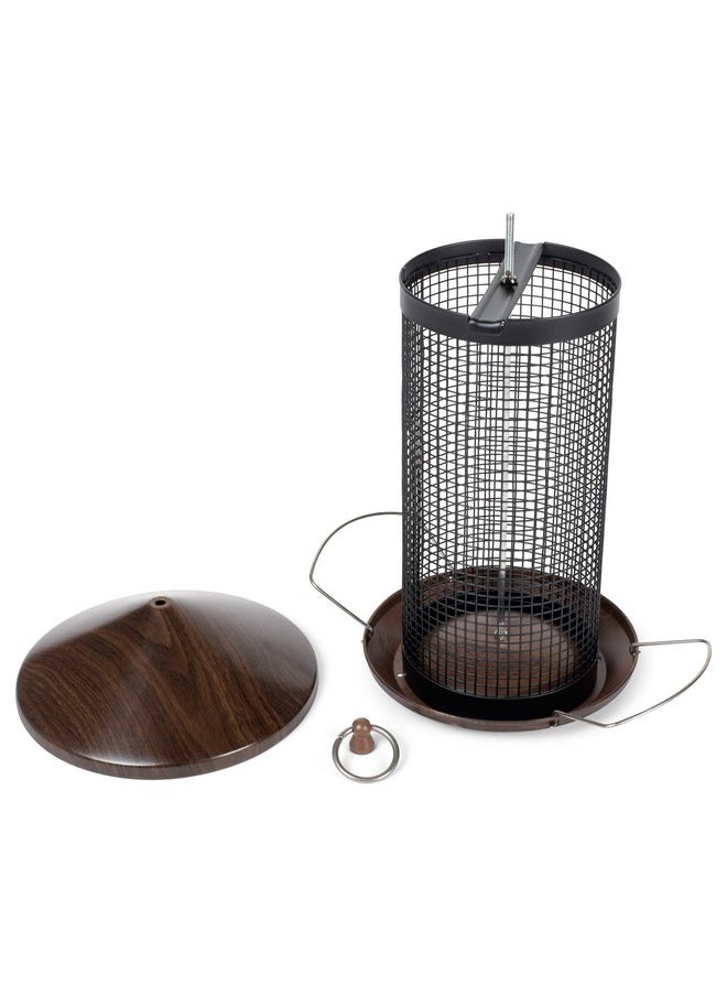 Cottage Garden - Hanging 12 Inch Cherry Woodgrain Finish Heavy Duty Mesh Metal 3 Lb. Bird Feeder - Image 1