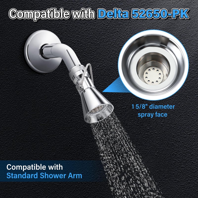 Enhon 2 Setting Pivoting Single Spray Shower Head with Shut Off Valve, Replacement for 52650-PK Compatible with Delta Shower, 2.5 GPM Brass Water Saving Shower Head 1 5/8" Diameter Spray Face(1 Pack) - Image 2