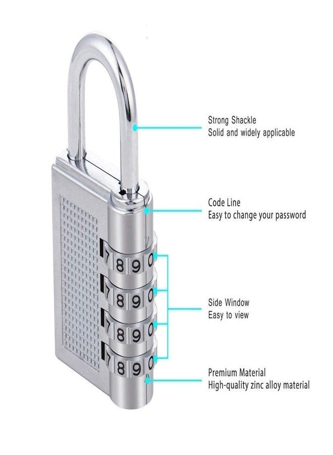 KANAbee Combination Lock 4 Digit Bag Lock Number Lock for Bag Luggage Door Gate Tool Box Padlock 4-Digit Safe Pin Password Zinc Alloy Hand Bag Shape Number Combination Lock, 1 - Piece (Silver) - Image 4