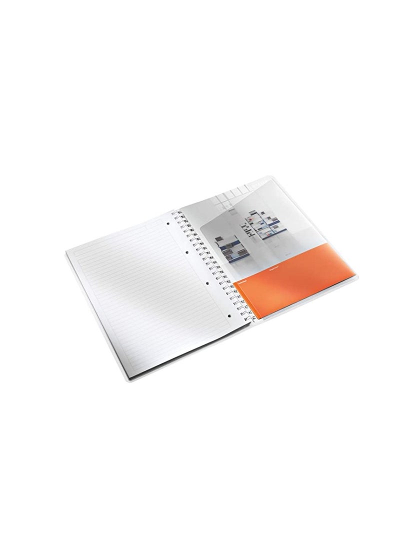Leitz A4 Flexible Cover Notebook, Blue (Wire Bound, 80 Sheets, Ruled, 90 gsm Ivory Paper, Wow Range), Pack of 1