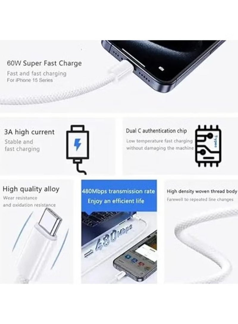 TIGER iPhone 16/15 Charging Cable 2M – 60W USB C to C Fast Charging Cable, High-Speed Charging and Data Transfer for iPhone 15, 16, iPad, MacBook, and More - Image 5